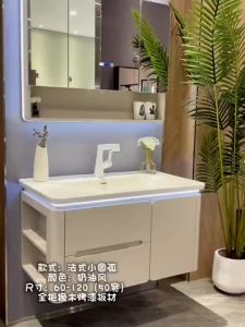 Inligent Bathroom Cabinet Large Space Mirror Cabinet Ceramic Integrated Basin Toilet Cabinet