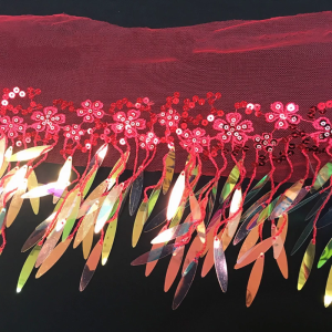 งานฝีมือตัดเย็บแบบ Applique ปักเลื่อมขอบผ้าโปร่งลายดอกไม้ขอบตัดแต่งขอบริบบิ้นลูกไม้แต่งขอบ1หลา