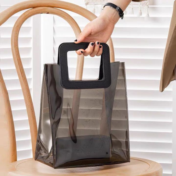 Túi Xách Nữ D.E.S Chất Liệu Nhựa Pvc Màu Đen Trong Suốt Có Quai Cầm ...