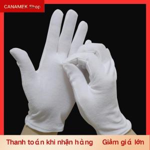 CS 1 cặp mới đầy đủ ngón tay người đàn ông phụ nữ Nghi Thức trắng bông găng tay người phục vụ Trình điều khiển đồ trang sức công nhân găng tay hấp thụ mồ hôi găng tay