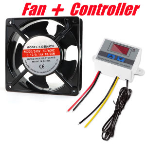 Complete Incubator Cooling Kit 220V XH‑W3001 Digital Temp Controller & 120×120mm Metal Blower Fan Ventilation System for Chicken Duck Egg Hatching Incubator Projects