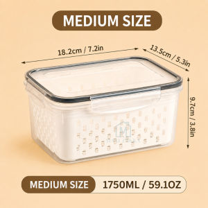 🇸🇬 Ready Stock Drain Fresh-Keeping Food Storage Container with Strainer Basket Airtight Leakproof Box