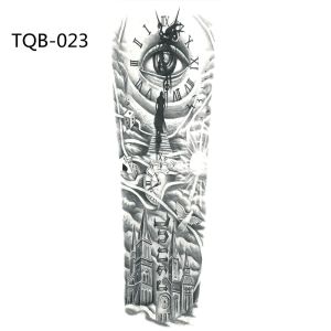DADOMYD 48 17CM Beauty Fake Tattoos Waterproof Tiger Eye Clock Temporary Decal Large Leg Full Arm Tattoo Sticker