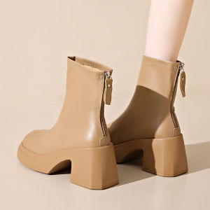 2 inch (7cm )fashion korean leather high cut chunky boots for women high heels