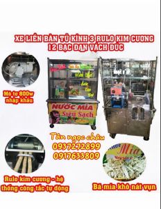 [HCM]Xe Nước Mía Tủ Kính Kim Cương Tặng Máy Ép Ly Bản Đặc Biệt Ép 3 Cây Mía TNC 250 Cơ Khí Chế Tạo Tân Ngọc Châu 0937 272 899
