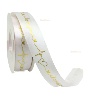 (22M) 2.5CM HEART I LOVE YOU Ribbon Reben Riben Gift Satin Organza Flower Bouquet Birthday Bunga Hadiah Hantaran Cake