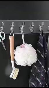 No-Drill 5-Hook Row Transparent Adhesive Wall Hook for Door Clothes Hats