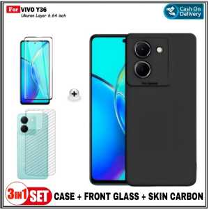 Paket 3IN 1 Full Case Vivo Y36 V21 4G V21E Y73 Casing Premium SoftCase Free Tempered Glass + Graskin
