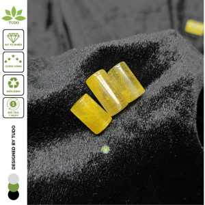 Q2484 Charm lu thống trúc trơn Thạch Anh Tóc Vàng sẵn lỗ 2li làm mặt dây chuyền xâu vòng cáp mix vòng hạt - Phong Thủy TUDO