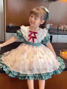 FOOFOO lolita đầm cho bé Đầm Công Chúa Chiffon Phong Cách Phương Tây Thời Trang Mùa Hè lolita Cho Bé Gái