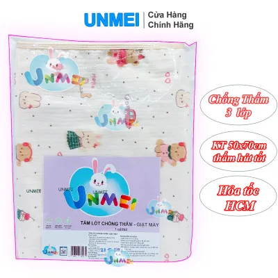 Bịch 1 Cái Tấm Lót Sơ Sinh UNMEI tấm lót chống thấm giặt máy cao cấp 3 lớp cho bé từ Sơ Sinh Kích Thước 50x70cm