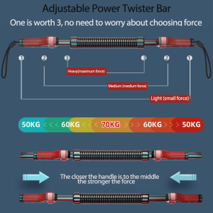 [COD&ship in 48H] Adjustable 20-70KG Power Twister Bar Arm Chest BuilderSpringHand Gripper Resistance Bend for Forearm