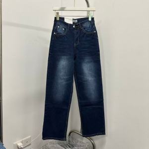 Beautified กางเกงยีนส์ยืดขายาวกระบอกตรง ผ้ายีนส์ฟอกน้ำเอวสูงวินเทจ S-5XL เหมาะสำหรับสะโพกใหญ่