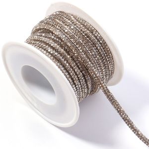 CLARO 4mm Width Rhinestone Rope Multi-Color Sparkling Rhinestone Cord Trim High Quality 4 Meters Length Diamond Rope DIY Sewing
