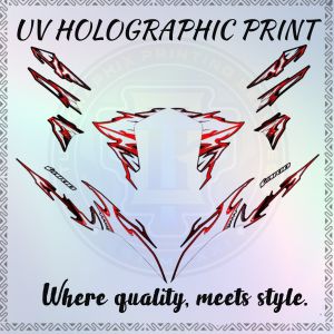 HONDA CLICK V2 HELL FIRE UV HOLOGRAPHIC PRINT STICKER DECALS