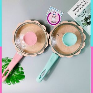 [TẶNG KÈM LỒNG HẤP VÁ ĐẢO] Bộ Nồi Chảo Hoa Đá Tráng Men Chống Dính cho bé ăn dặm LOẠI 1_Shopmegold1989