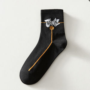 QSKS45 Kaos Kaki Pria Sport Kaus Kaki Kru Pola Garisgaris Bola Basket