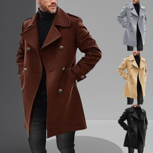 H Mens coat warm thickened lapel tweed mens coat Mens warm thickened coat