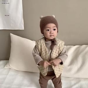 Baby Outing Clothes Baby Vest Autumn and Winter Coat Korean Style Childrens Clothing Baby Polka Dot Vest Childrens Autumn Outfit