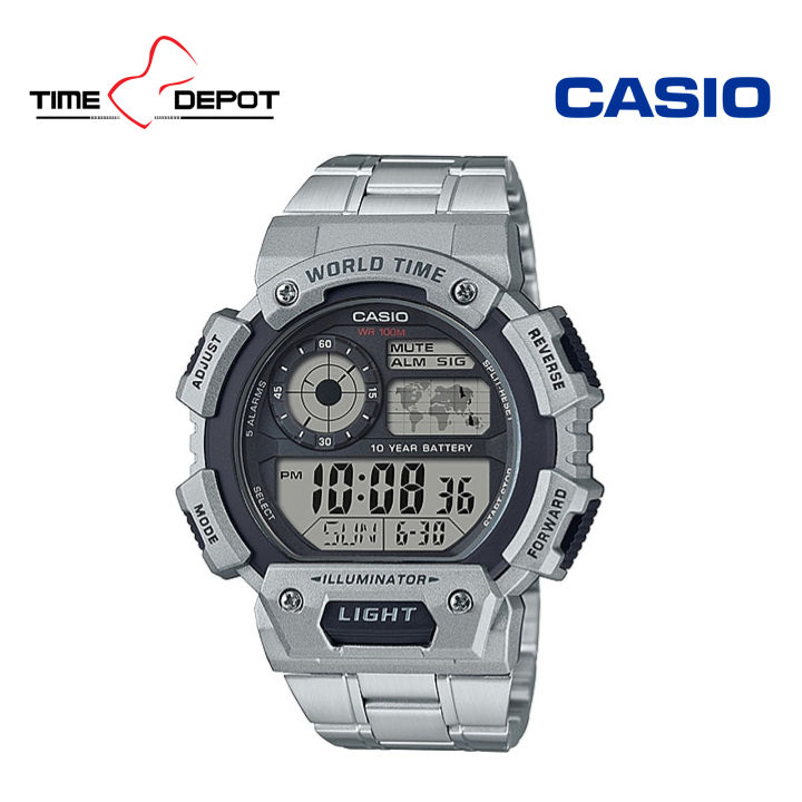 Casio AE-1400WHD-1AVDF Standard Digital Silver Stainless Steel Metal Strap  Watch For Men