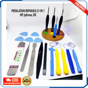 Peralatan Reparasi HP Smartphone Laptop Obeng Full Set Lengkap 21 in 1 Untuk Bongkar Pasang Service Handphone Kaca LCD