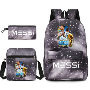 Football star MESSI10 Messi-themed trendy large-capacity backpack and pencil case three-piece set