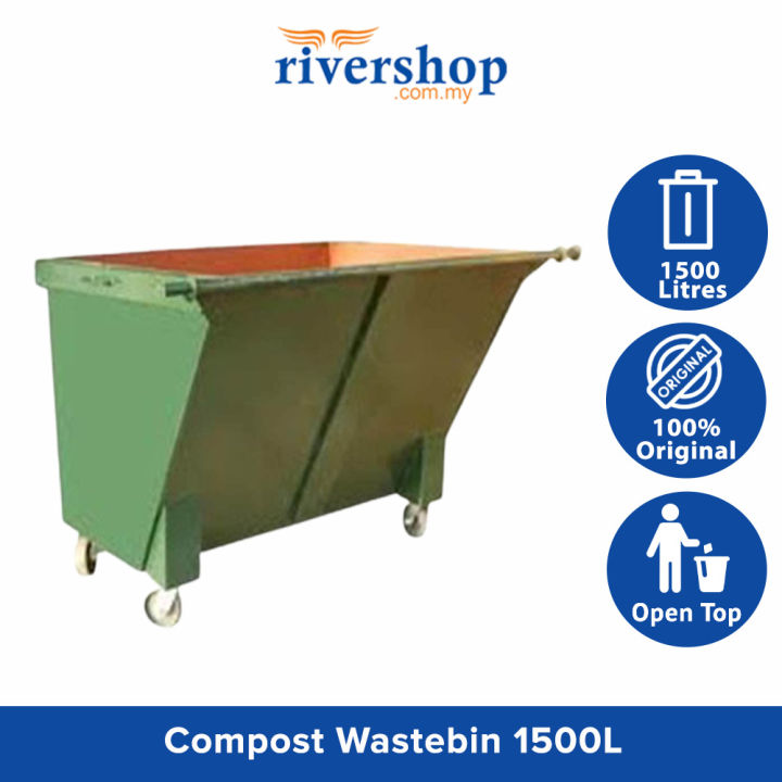 Rivershop 1500Litres Multi-Purpose Metal Leach Garbage Compost Wastebin ...