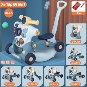 Xe Tập Đi Đa Năng 6in1 Cho Bé Có Khóa Bánh An Toàn - Đồ Chơi Tập Đi - Xe Chòi Chân - Bập Bênh