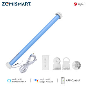 Zemismart Zigbee Motorized Blinds Motor for 37/38mm TubeAC/Rechargabe Electric Shade Alexa Google Voice Automatic Tubular MotorTuya Zigbee Hub/Homekit ZMHK01/Matter M1 Hub need