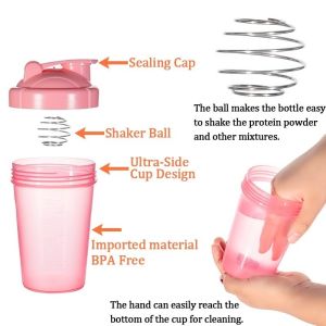 400ml Colorful Whey Protein Powder Mixing Bottle Fitness Gym Shaker Bottle Portable Plastic Water Bottle Tumbler