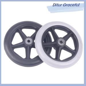 Ditur 6 Inch Wheels Smooth Flexible Heavy Duty Wheelchair Front Castor Solid Tire Wheel Wheelchair Replacement Parts