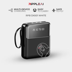 Ripple Powerbank Portable 10000mAh Digital display 4 Cables Multiple Device Fast Charging