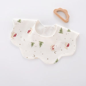 Baby Bib Kapas Tulen Tuala Air Liur Kalis Air untuk Bayi Baru Lahir 360 Bib Penyerap Lebih Besar untuk Dimakan