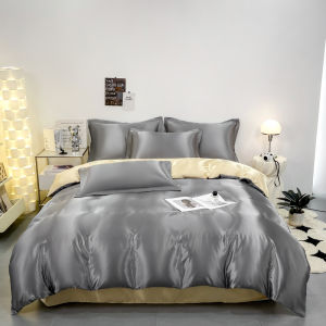 Dansunreve ชุดชุดเครื่องนอน Satin ผ้าไหมแบบ4 IN 1ปลอกผ้านวมผ้าปูเตียงแบบพอดีคุณภาพระดับพรีเมียมและปลอกหมอนชุดผ้าปูที่นอนเดี่ยวราชินีคิง