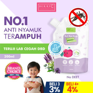 BerryC Buh Bye Bugs Refil 200ml Anti Nyamuk Spray Anak Bayi Alami No DEET Mosquito Repellent Natural