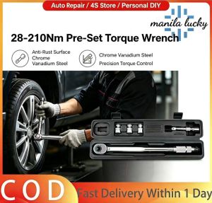 Adjustable Click Torque Wrench 28-210N.m 1/2 Inch Drive Ratchet Torque Spanner with Complete Socket Set