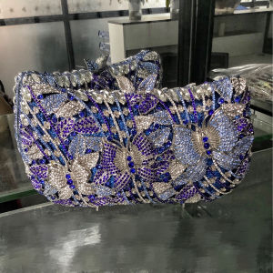 Hollow Out Metal Butterfly Flower Inlaid Diamond Dinner Party Banquet Party Diamond Holding Womens Bag Clutch
