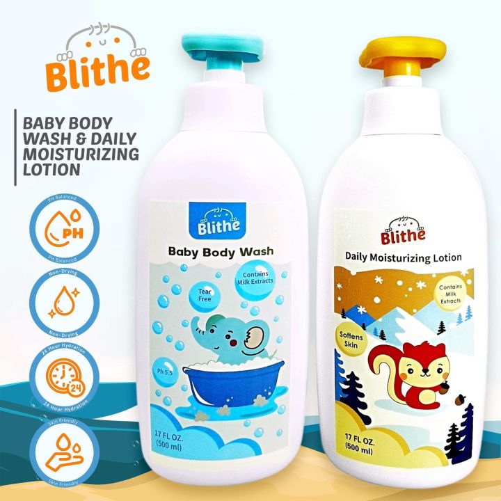 500ml blithe baby gentle milk baby wash body and shampoo lotion oatmeal