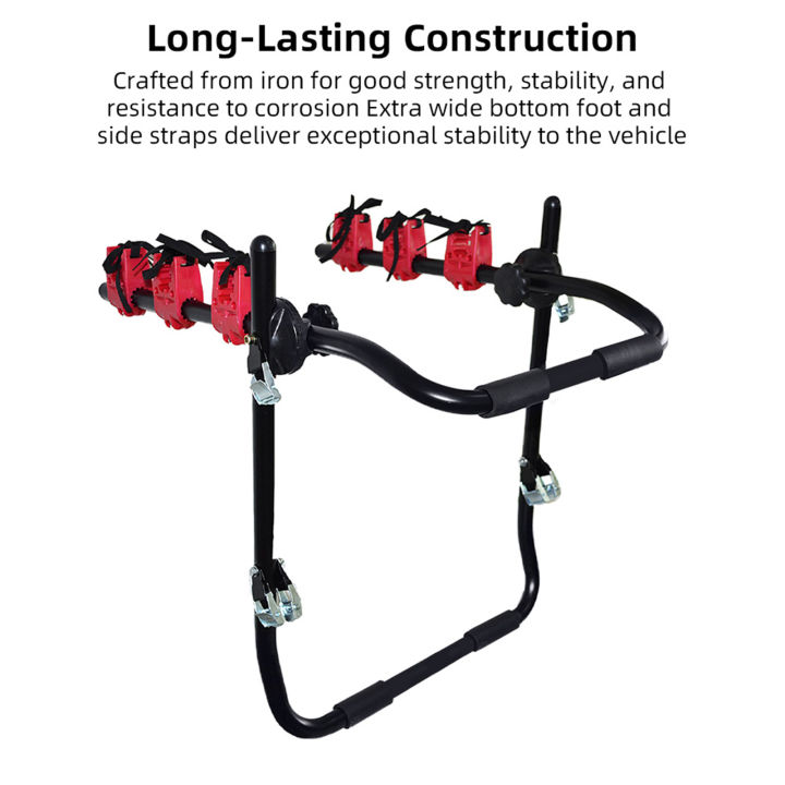 Trunk Mount Bicycle Rack Support 3 Bikes Heavy-Duty Car Rear Bike ...