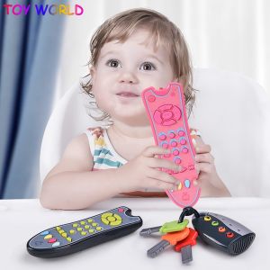 Baby TV Remote Control with Light Sound Kids Mobile Phone TV Remote Control Car Key Early Educational Toys Simulation Remote Control Children Learning Toy Machine Gifts for Newborn