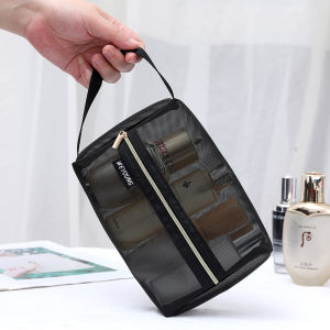 [Ready Stock+COD] Mesh Cosmetic Bag Makeup Bags Zipper Pouch Pencil Case Offices Travel Storage Woman Toiletry Small Bags Makeup Organizer
