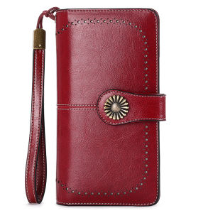 Royal Bagger Long Wallet Purse For Women Girls Genuine Cow Leather RFID Korea Fashion Clutch Phone Bag Hand Bag Party Elegant Ladies Zipper Bag