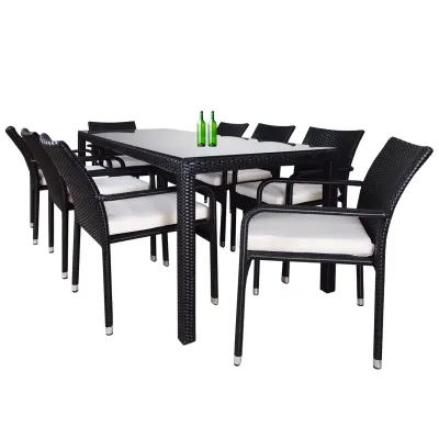 [SG SELLER] Geneva 8 Chair Dining Set White Cushion by Arena Living (2 Year Warranty) | Arena Living | Balcony Furniture | Outdoor | Garden | Patio | Living Room | Singapore | Water-Resistant | Ultra Durable | Luxury | Aluminium Inner Frame