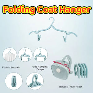 Folding Plastic Coat Hangers Set Non-Slip With Storage Bag Portable Clothes Drying Rack For Trip