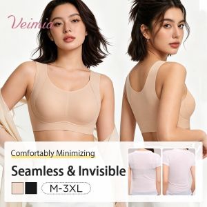 VEIMIA Invisible Seamless Bra With Back Smoothing Support Minimizing Fit Breathable Moisture-Wicking 70 Sold In 7 Days