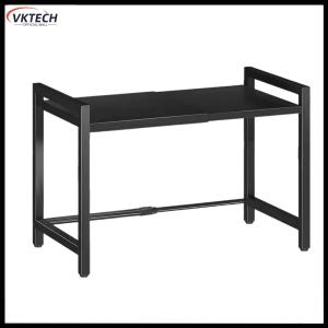【Vktech】 Expandable Microwave Rack Heavy Duty Extendable Microwave Stand Height Adjustable Over Microwave Shelf with 6 Hooks for Kitchen Countertop 【1-3 days Delivery】