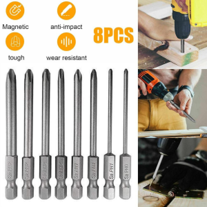 MATA OBENG 75 MM OBENG LISTRIK SET 8IN1 ALOY HEXAGONAL 1/4 INCH PH0 PH1 PH2