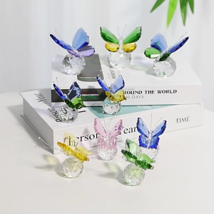 Butterfly Shaped Ornament Glass Butterflies Theme Figurine Colorful Desktops Decorations Creative Gift for Girl