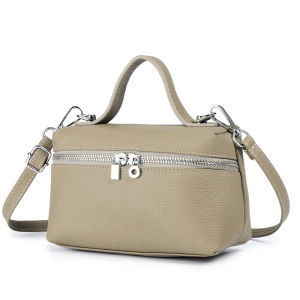 New niche style lp19 Genuine leather lunchbox bag for women handbag made of top-layer cowhide trendy shoulder and crossbody small bag