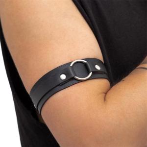 Gothic Rock Wide Arm Bracelet Black Pleather Gothic Bracelet Medieval Halloween Accessory For Men